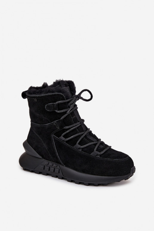 zamšādas sniega apavi  ar kažokādu Big Star SS274319 Melns