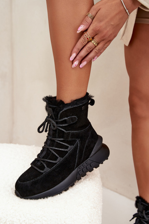 zamšādas sniega apavi  ar kažokādu Big Star SS274319 Melns