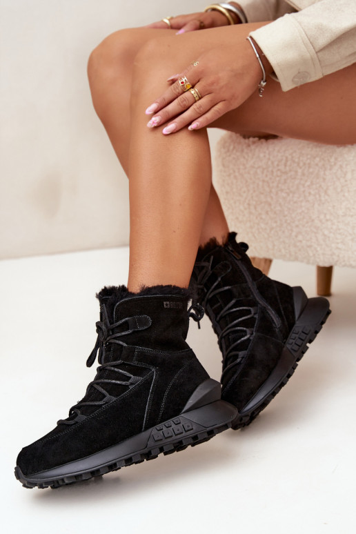 zamšādas sniega apavi  ar kažokādu Big Star SS274319 Melns