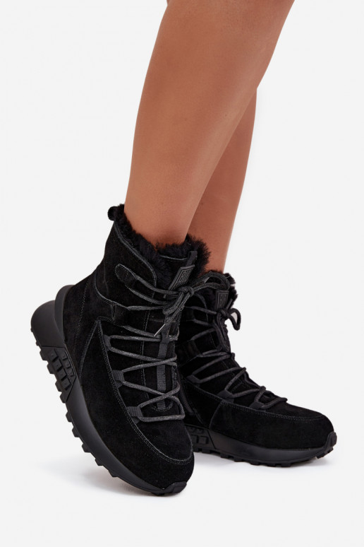 zamšādas sniega apavi  ar kažokādu Big Star SS274319 Melns