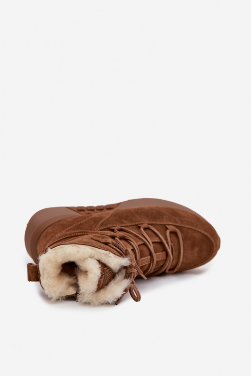 zamšādas sniega apavi  ar kažokādu Big Star SS274318 brūnas krāsas