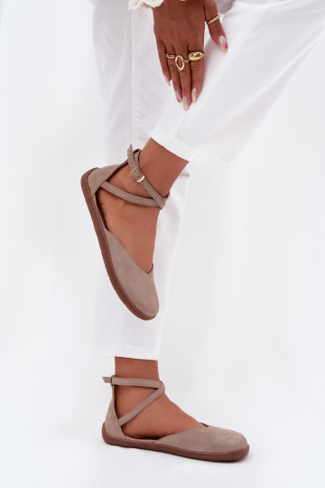 Zamšādas balerīnas  Barefoot Ar svītrām Zazoo 191 Pelēkas krāsas