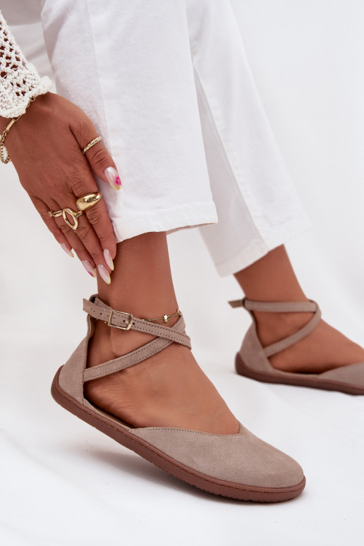 Zamšādas balerīnas  Barefoot Ar svītrām Zazoo 191 Pelēkas krāsas Zamšādas balerīnas  Barefoot Ar svītrām Zazoo 191 Pelēkas krāsas