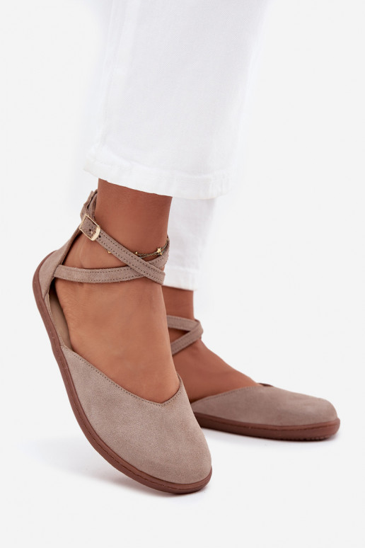 Zamšādas balerīnas  Barefoot Ar svītrām Zazoo 191 Pelēkas krāsas Zamšādas balerīnas  Barefoot Ar svītrām Zazoo 191 Pelēkas krāsas