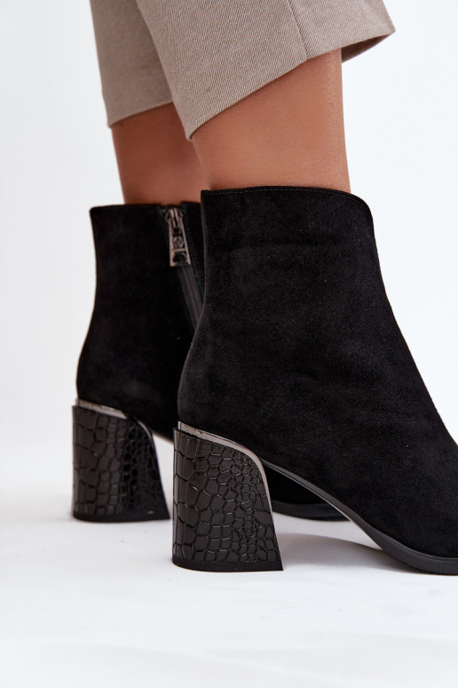 zamšādas Sieviešu puszābaki Ar reljefu siltināti Vinceza 66801 Melns