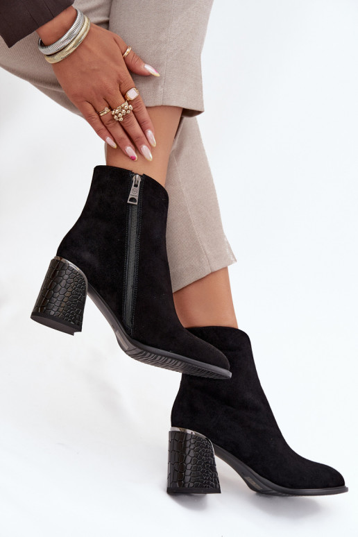 zamšādas Sieviešu puszābaki Ar reljefu siltināti Vinceza 66801 Melns