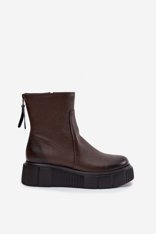 Zazoo 60369 Sieviešu puszābaki no dabīgas ādas ar platformu Czekoladowe