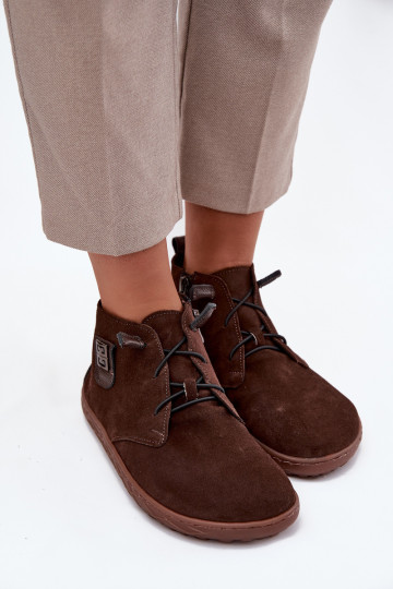 zamšādas apavi Barefoot   Detalem Zazoo 30072 Czekoladowe
