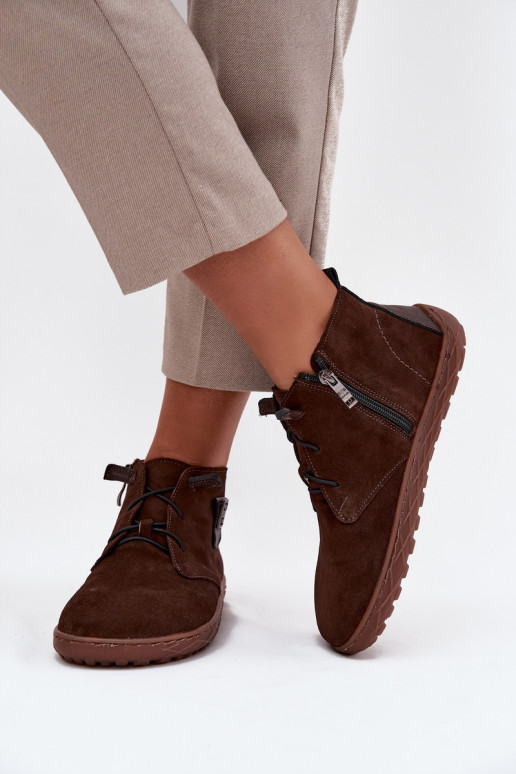 zamšādas apavi Barefoot   Detalem Zazoo 30072 Czekoladowe