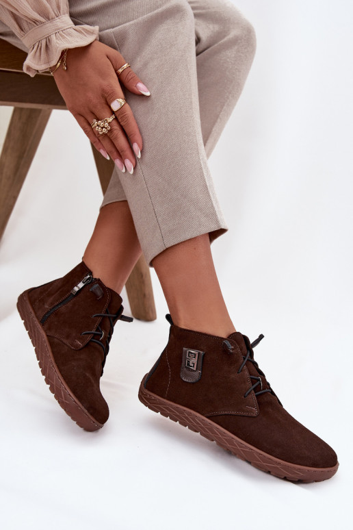 zamšādas apavi Barefoot   Detalem Zazoo 30072 Czekoladowe