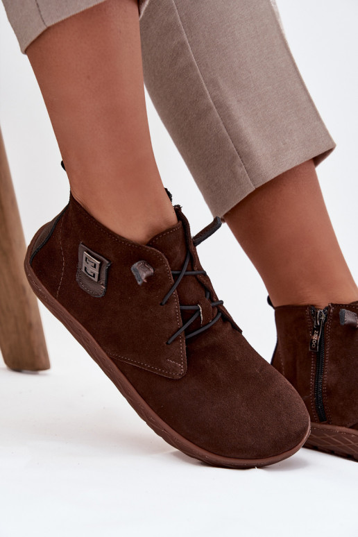 zamšādas apavi Barefoot   Detalem Zazoo 30072 Czekoladowe