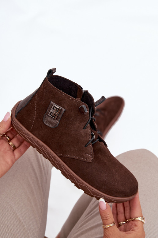 zamšādas apavi Barefoot   Detalem Zazoo 30072 Czekoladowe