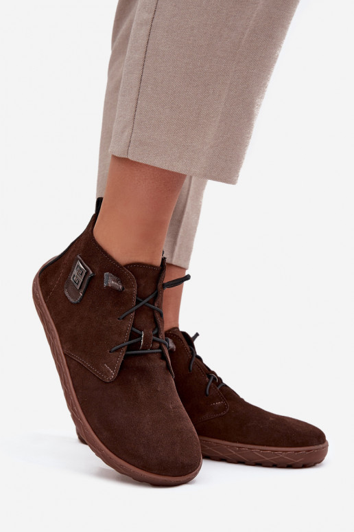 zamšādas apavi Barefoot   Detalem Zazoo 30072 Czekoladowe