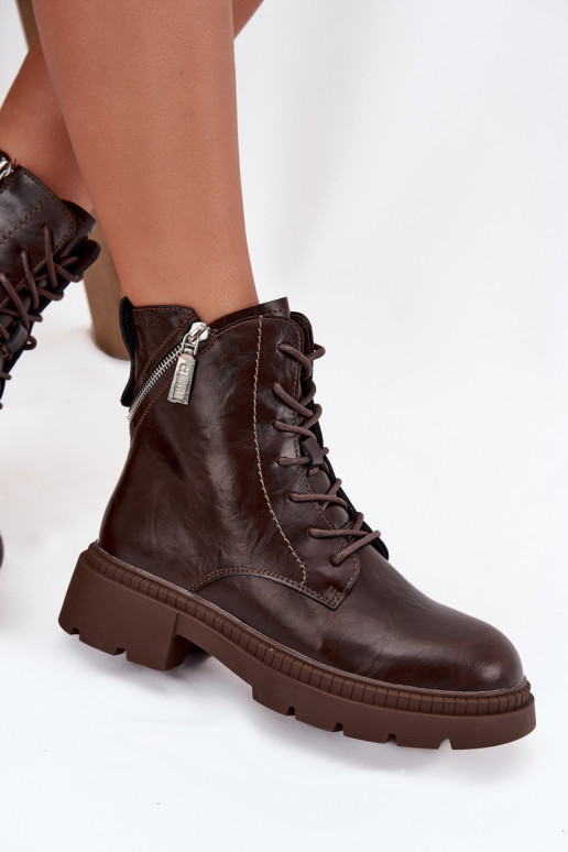 sieviešu zābaki zābaki  siltināti Big Star SS274453 brūnas krāsas