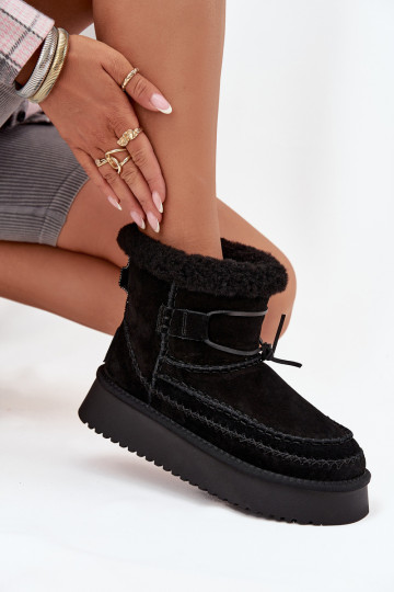 zamšādas sniega apavi   Przeszyciami Big Star SS274372 Melns