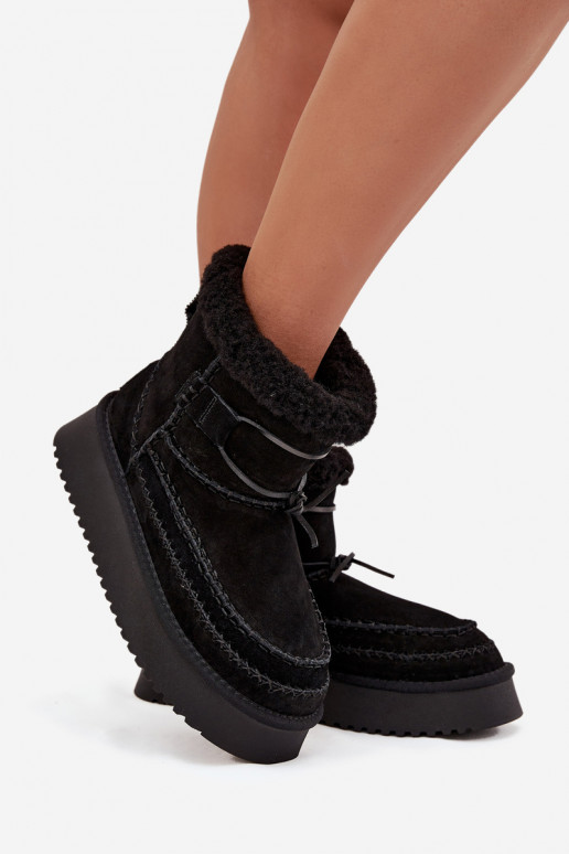 zamšādas sniega apavi   Przeszyciami Big Star SS274372 Melns