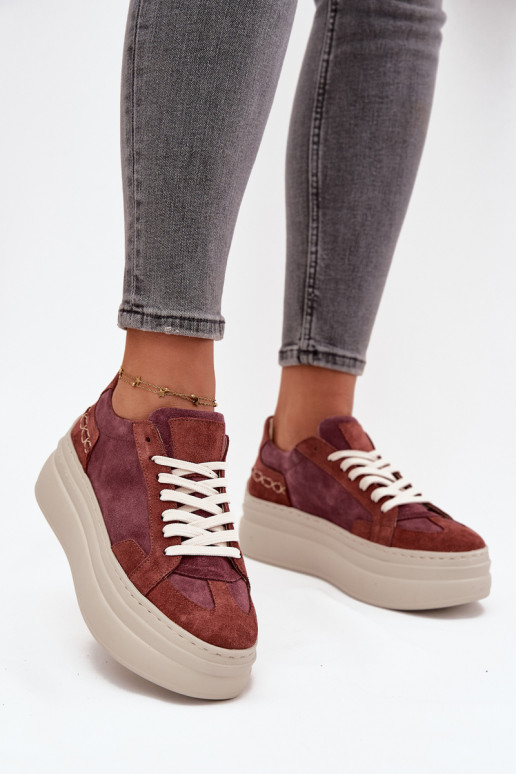 Zamšādas sporta stila kurpes ar platformu, Zazoo N1270S3, violetas krāsas