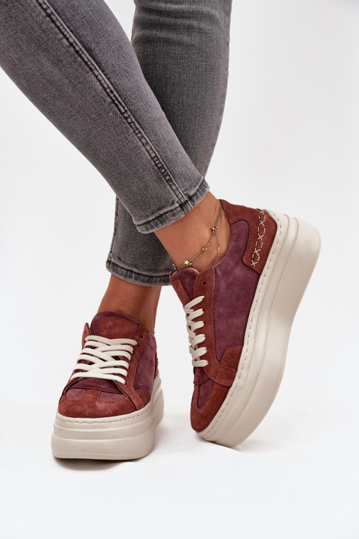 Zamšādas sporta stila kurpes ar platformu, Zazoo N1270S3, violetas krāsas