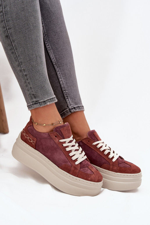 Zamšādas sporta stila kurpes ar platformu, Zazoo N1270S3, violetas krāsas