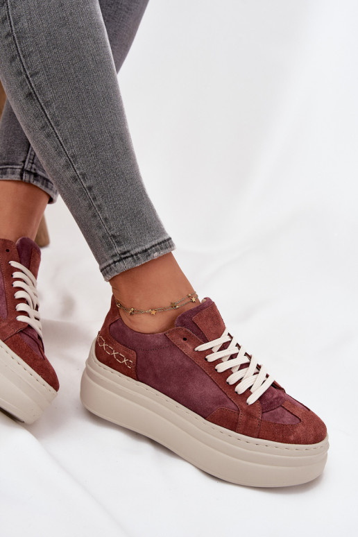 Zamšādas sporta stila kurpes ar platformu, Zazoo N1270S3, violetas krāsas