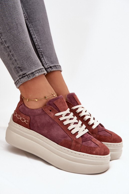 Zamšādas sporta stila kurpes ar platformu, Zazoo N1270S3, violetas krāsas