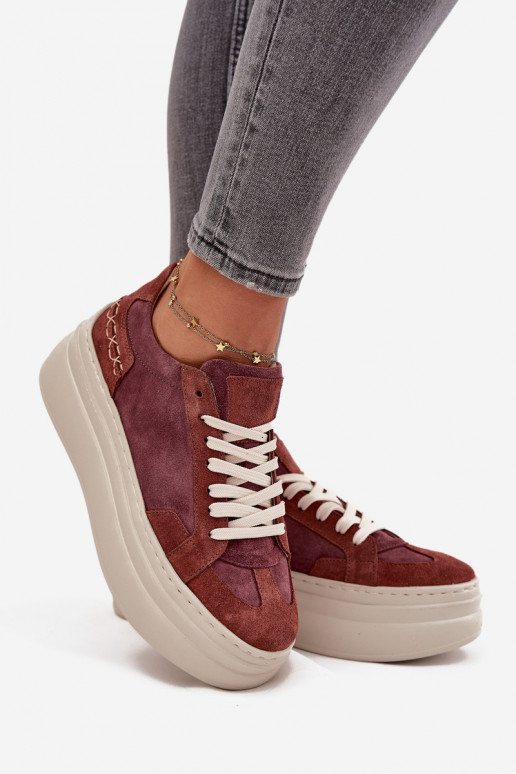 Zamšādas sporta stila kurpes ar platformu, Zazoo N1270S3, violetas krāsas