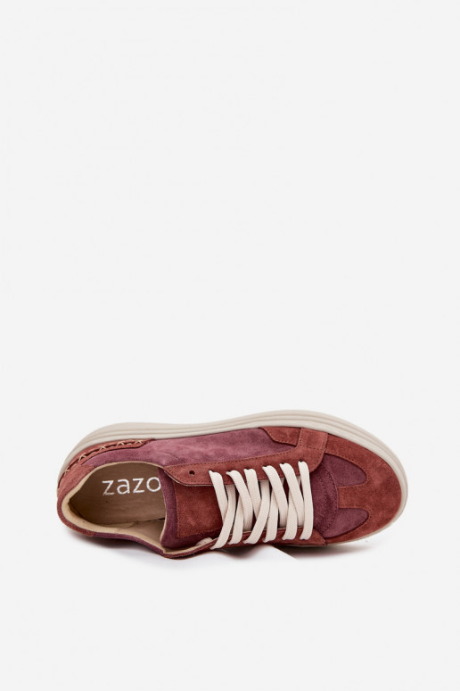 Zamšādas sporta stila kurpes ar platformu, Zazoo N1270S3, violetas krāsas