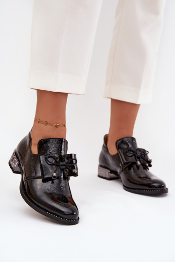 Laque apavi   ar bantītēm Zazoo 1399 Melns 2