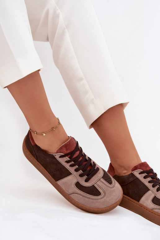   zamšādas  modeļa apavi Barefoot  Zazoo N1277 brūnas krāsas