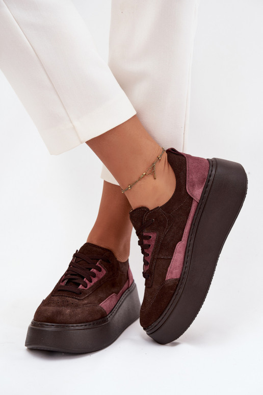 modeļa apavi  Z Naturalnego Zamszu ar platformu Zazoo N1265S3 Czekoladowe  modeļa apavi  Z Naturalnego Zamszu ar platformu Zazoo N1265S3 Czekoladowe