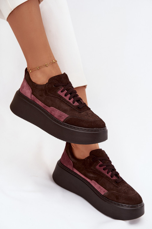 modeļa apavi  Z Naturalnego Zamszu ar platformu Zazoo N1265S3 Czekoladowe  modeļa apavi  Z Naturalnego Zamszu ar platformu Zazoo N1265S3 Czekoladowe