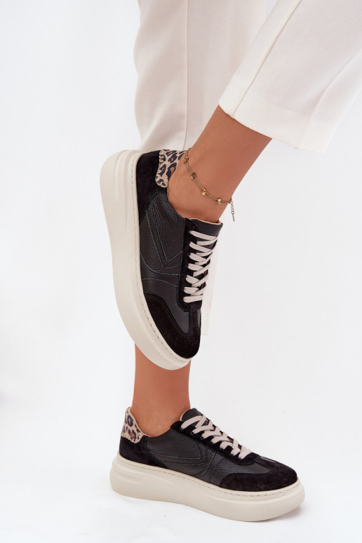    modeļa apavi  ar platformu ar leoparda kažokādas rakstu Zazoo N1263 Melns