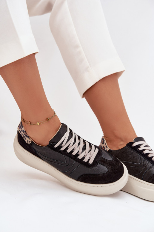    modeļa apavi  ar platformu ar leoparda kažokādas rakstu Zazoo N1263 Melns