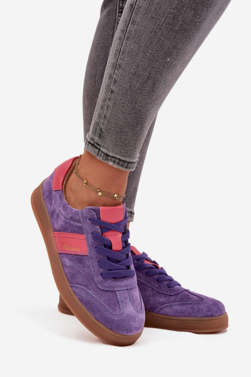 zamša sporta apavi sieviešu Vinceza 79576 violetā krāsā
