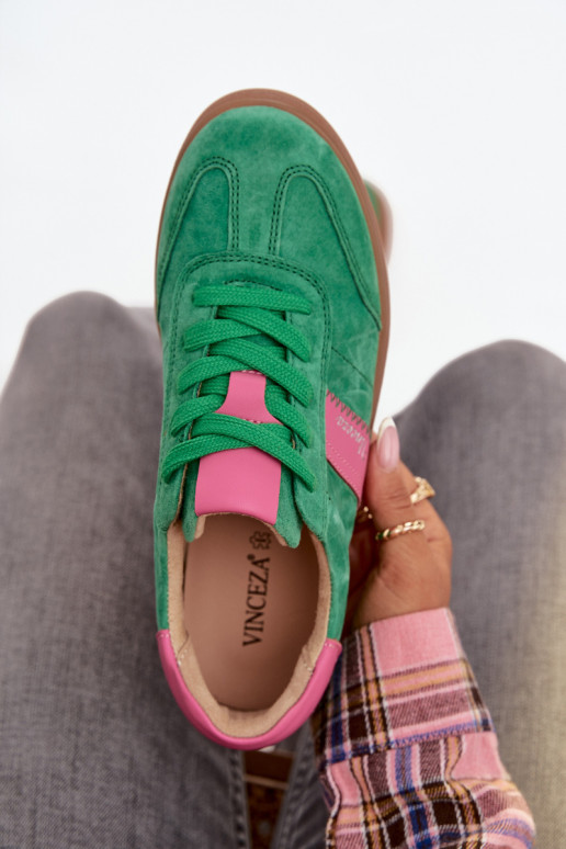 zamša sporta apavi sieviešu Vinceza 79576 zaļā krāsā