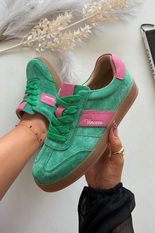 zamša sporta apavi sieviešu Vinceza 79576 zaļā krāsā