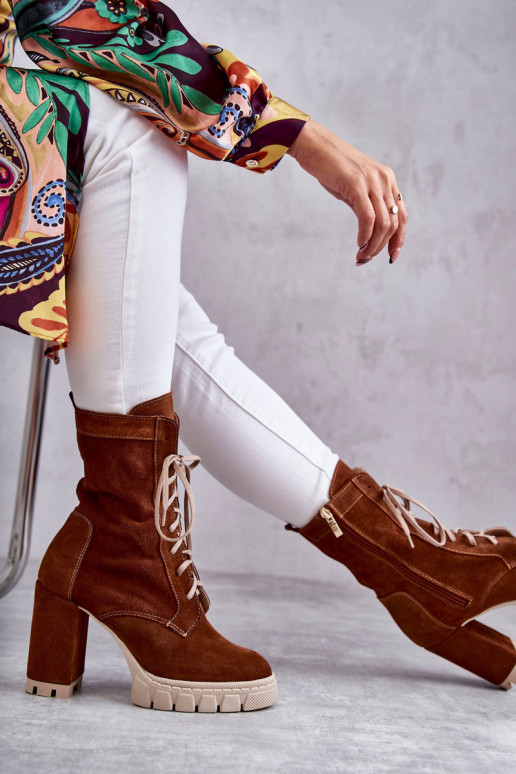 Zamšādas kurpes ar platformu brūnas krāsas Edna  Zamšādas kurpes ar platformu brūnas krāsas Edna