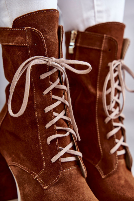 Zamšādas kurpes ar platformu brūnas krāsas Edna  Zamšādas kurpes ar platformu brūnas krāsas Edna