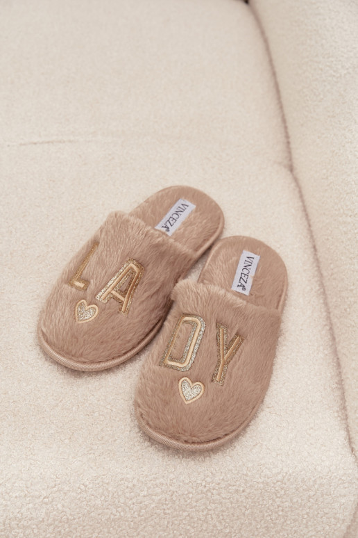 Čības  ar kažokādu LADY Vinceza 19958 smilšu krāsas Čības  ar kažokādu LADY Vinceza 19958 smilšu krāsas