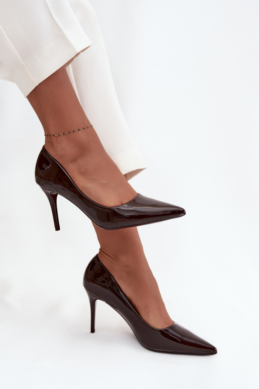 Laque Eko   augstpapēžu kurpes  Ze Szpiczastymi Noskami Czekoladowe Jadira Laque Eko   augstpapēžu kurpes  Ze Szpiczastymi Noskami Czekoladowe Jadira