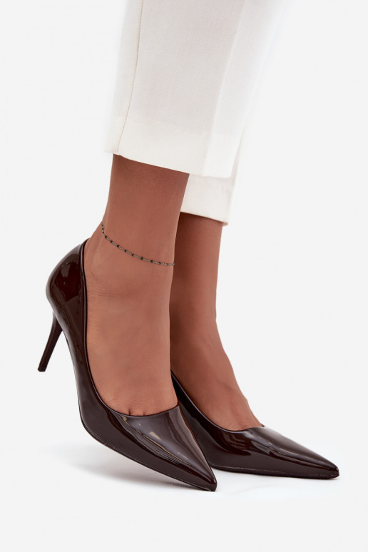 Laque Eko   augstpapēžu kurpes  Ze Szpiczastymi Noskami Czekoladowe Jadira Laque Eko   augstpapēžu kurpes  Ze Szpiczastymi Noskami Czekoladowe Jadira