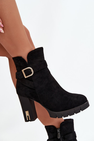 siltināti Sieviešu puszābaki ar sprādzēm Melns Nolivira