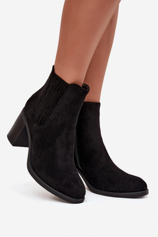 siltināti Sieviešu puszābaki Na Słupkowym Obcasie Melns Brevina