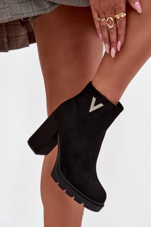 Sieviešu puszābaki siltināti ar papēdi  Detalem Melns Briella Sieviešu puszābaki siltināti ar papēdi  Detalem Melns Briella