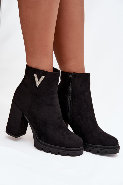 Sieviešu puszābaki siltināti ar papēdi  Detalem Melns Briella Sieviešu puszābaki siltināti ar papēdi  Detalem Melns Briella