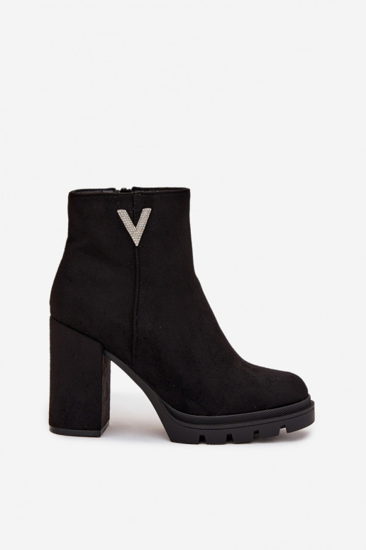 Sieviešu puszābaki siltināti ar papēdi  Detalem Melns Briella Sieviešu puszābaki siltināti ar papēdi  Detalem Melns Briella