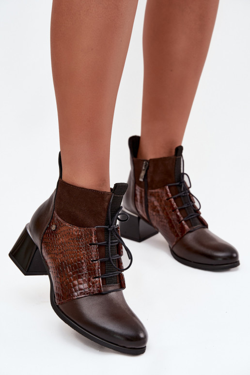 Zazoo 60503 sieviešu zābaki ar papēdi siltināti Czekoladowe