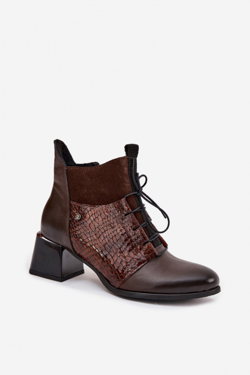 Zazoo 60503 sieviešu zābaki ar papēdi siltināti Czekoladowe