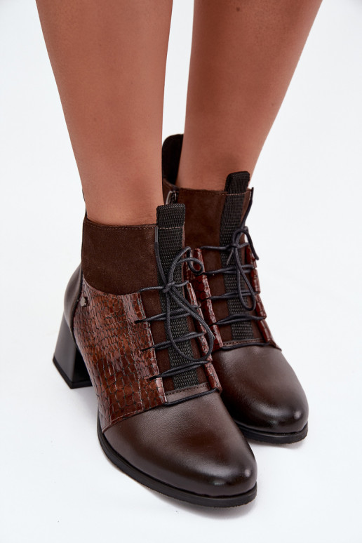 Zazoo 60503 sieviešu zābaki ar papēdi siltināti Czekoladowe