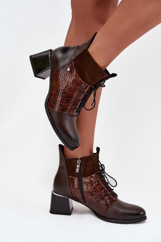 Zazoo 60503 sieviešu zābaki ar papēdi siltināti Czekoladowe